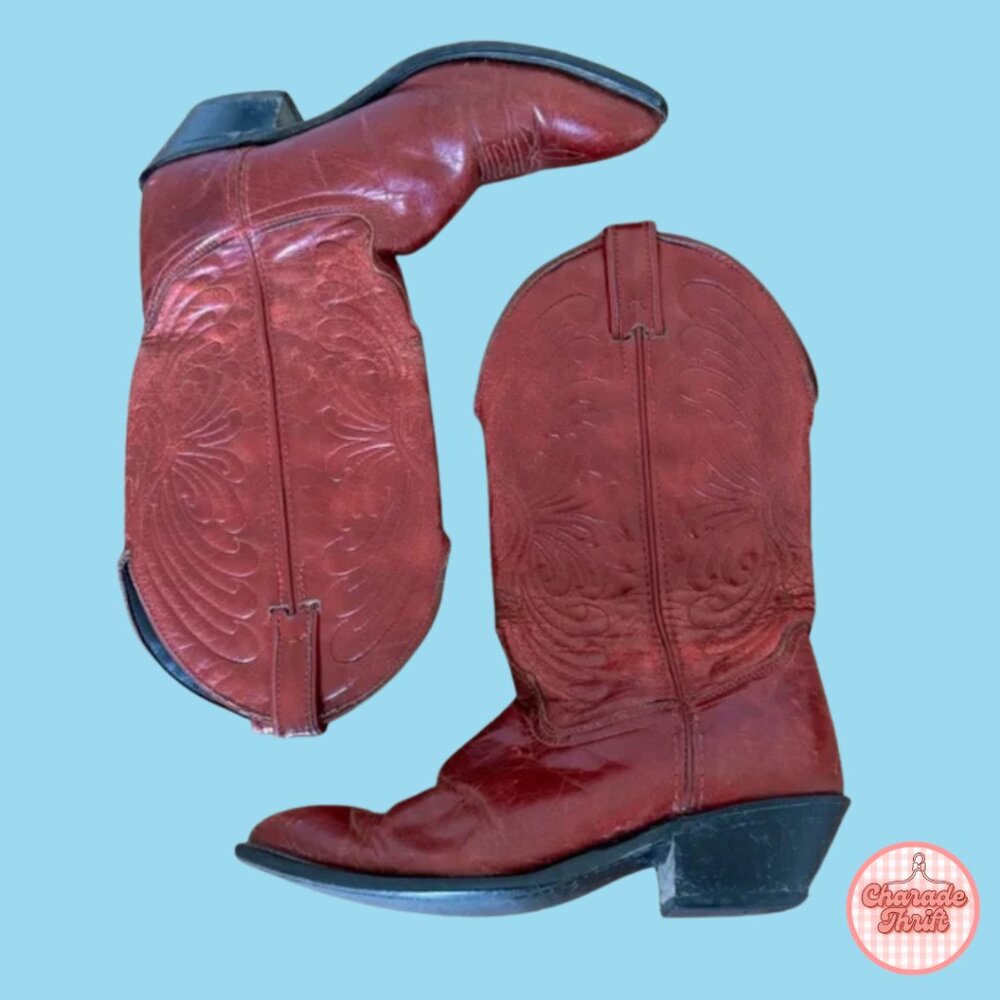 Laredo - Vintage Red/Burgundy Cowboy Boots - Picture 1 of 3